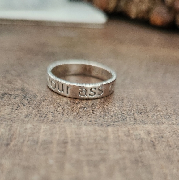 Sterling Silver "Dance Your A** Off" Engraved Ring Size 6.25 - Picture 8 of 9